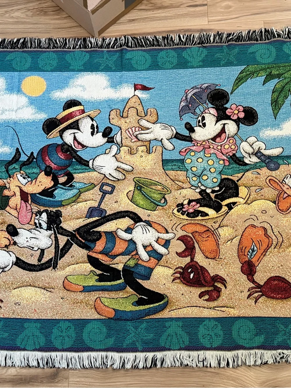 Disney Beach Scene Tapestry Wall Hanging - Teal, Yellow, Orange, Blue